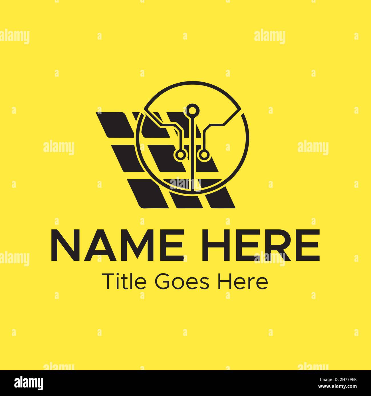 Logo minimalistico Solar Power. Logo pannello solare colore nero. Illustrazione Vettoriale