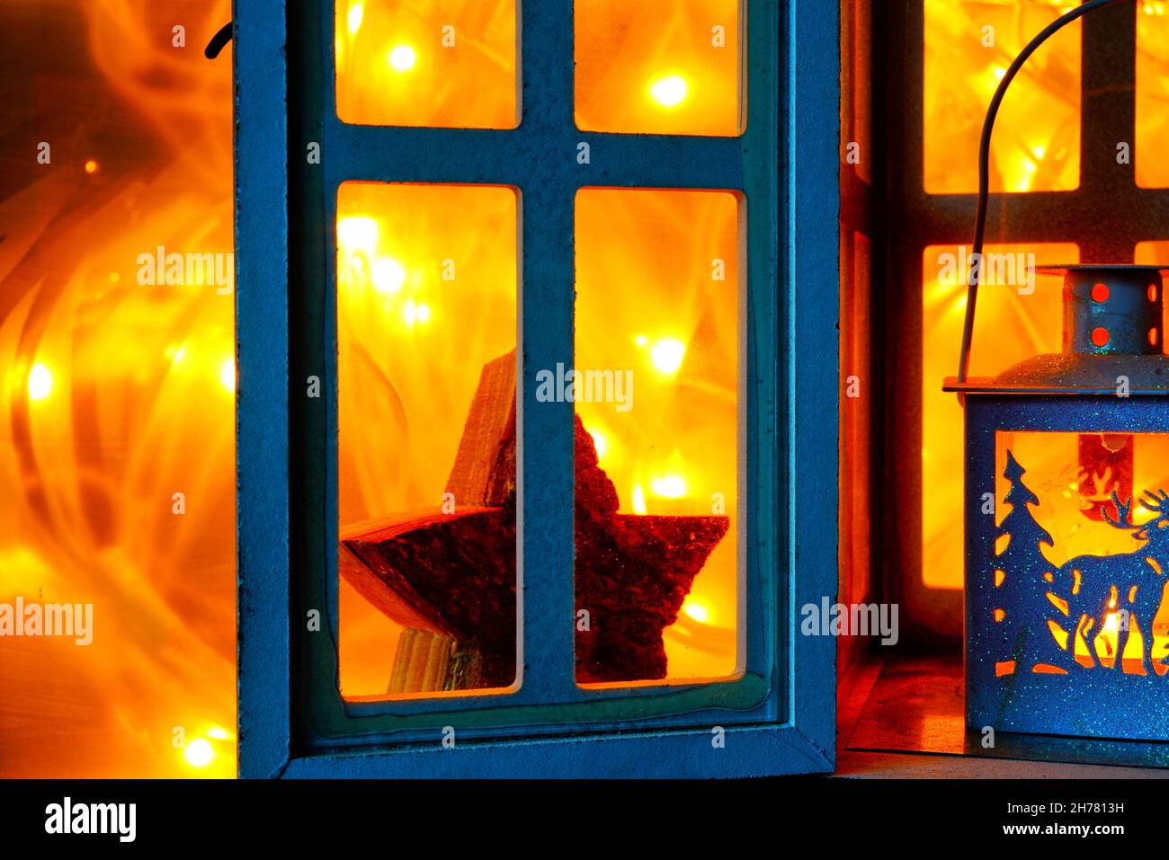 Weihnachten Lichter Lichter Wärme rentier Hirsch Reh Inverno Foto Stock