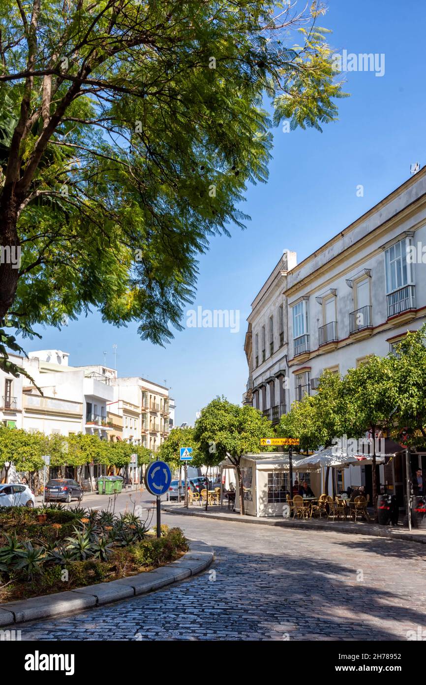 Calles de Jerez de la Frontera en la provincia de Cádiz / strade di Jerez de la Frontera in provincia di Cadice Foto Stock