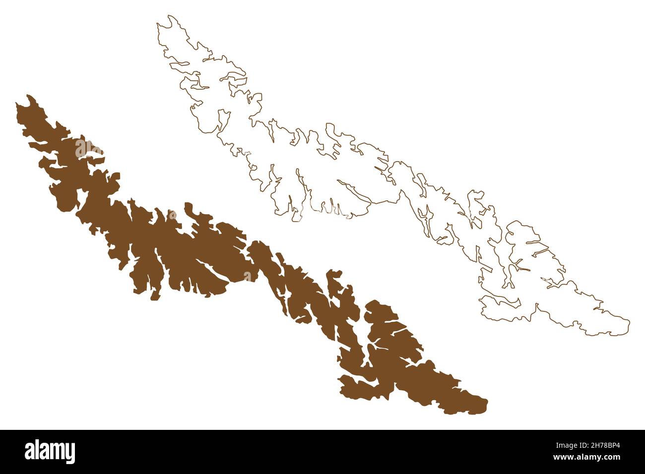 Isola di Desolacion (Repubblica del Cile, Sud e America Latina, Arcipelago di Tierra del Fuego) illustrazione vettoriale mappa, schizzo di scricbble Isla Desolacion Illustrazione Vettoriale