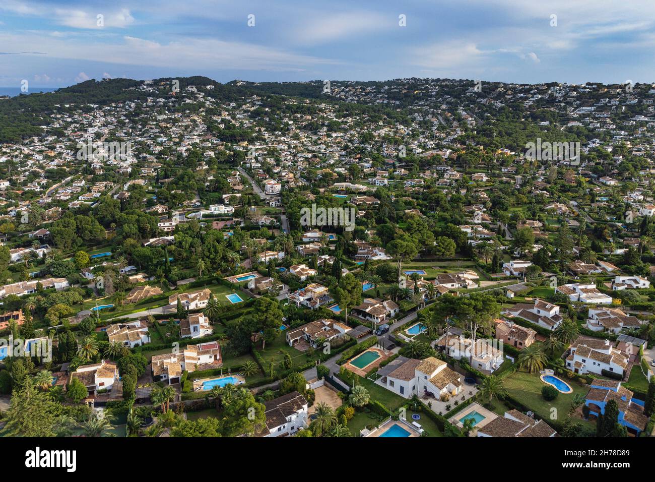 Vista aerea di una parte di Javea Foto Stock