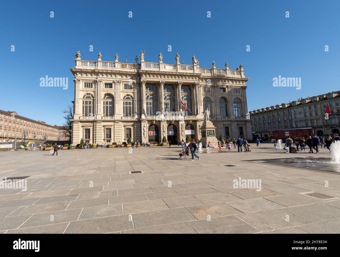 Palazzo Madama (Palazzo Madama) 1718 - 1721 in Piazza Castello, Torino Piemonte, Italia. Sito patrimonio dell'umanità dell'UNESCO. Foto Stock