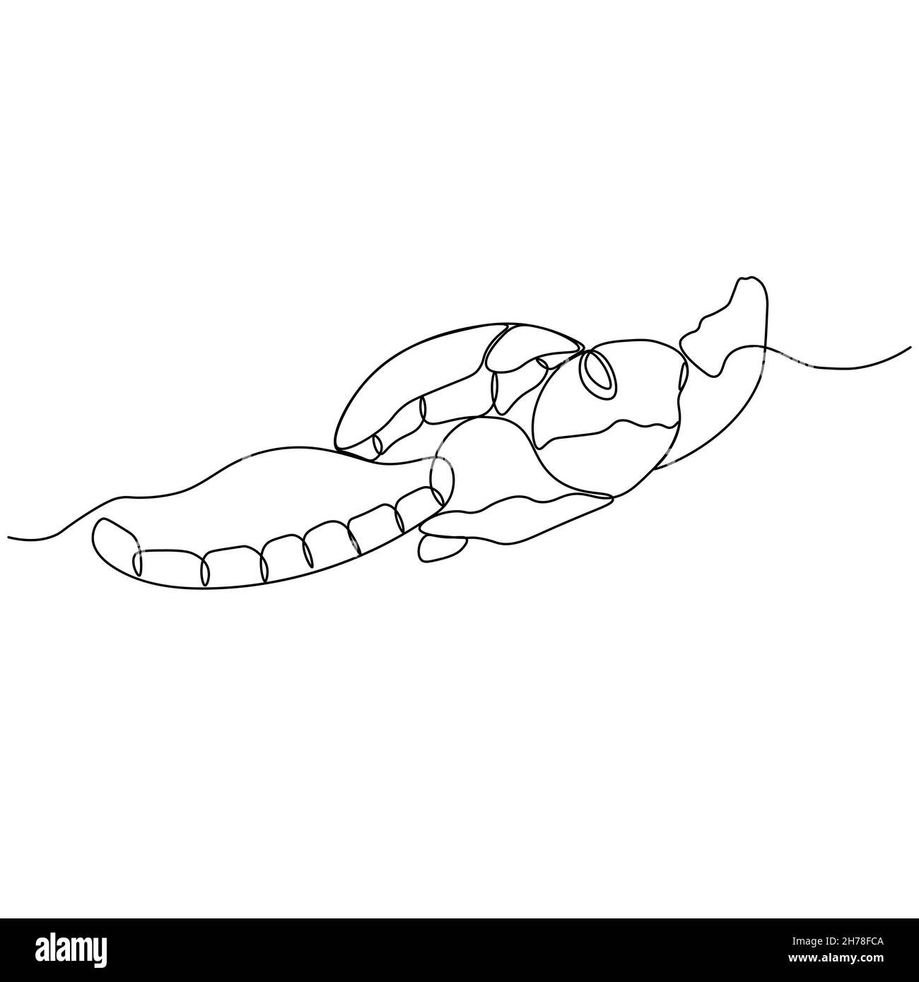 Un'unica linea di disegno di tartaruga grande per l'identità del logo dell'azienda marina. Adorabile creatura rettile animale mascotte concetto per la conservazione fondazione. C Illustrazione Vettoriale