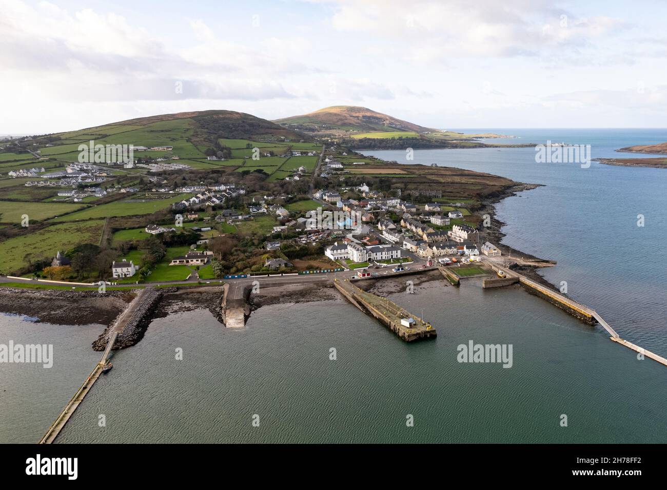 Vista aerea di Knightstown, Contea di Kerry, Irlanda. Foto Stock