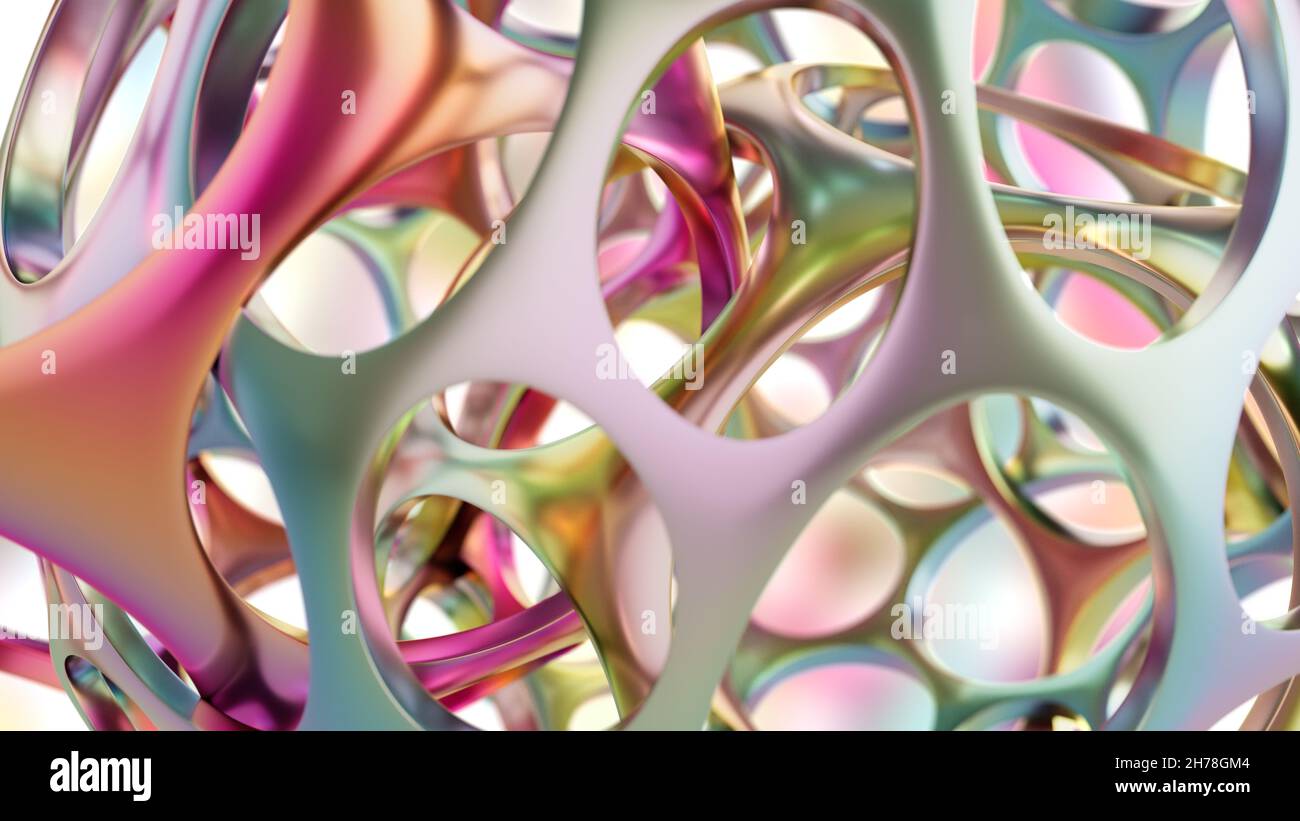 illustrazione 3d. Grafica astratta. Web multicolore, luminoso e colorato. rendering 3d. Foto Stock