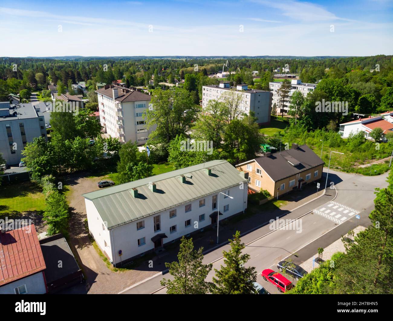 Vista aerea della città di Kouvola in estate giorno di sole. Foto Stock