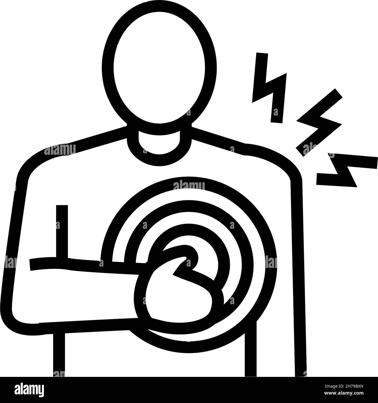 illustrazione vettoriale dell'icona della linea dolore toracico Illustrazione Vettoriale