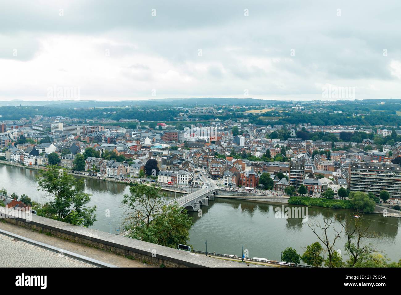 Vista panoramica della città di Namur, Vallonia, Belgio in estate Foto Stock