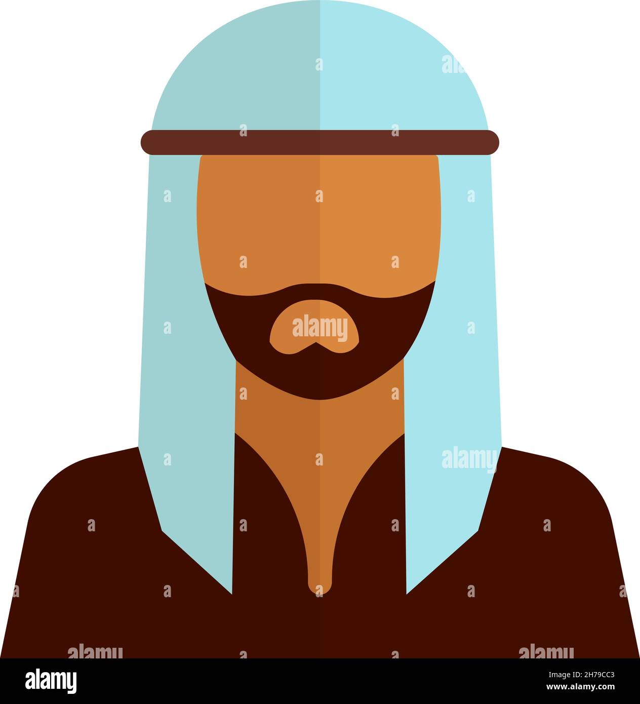 Icona uomo arabo. Musulmano persona appartamento avatar Illustrazione Vettoriale