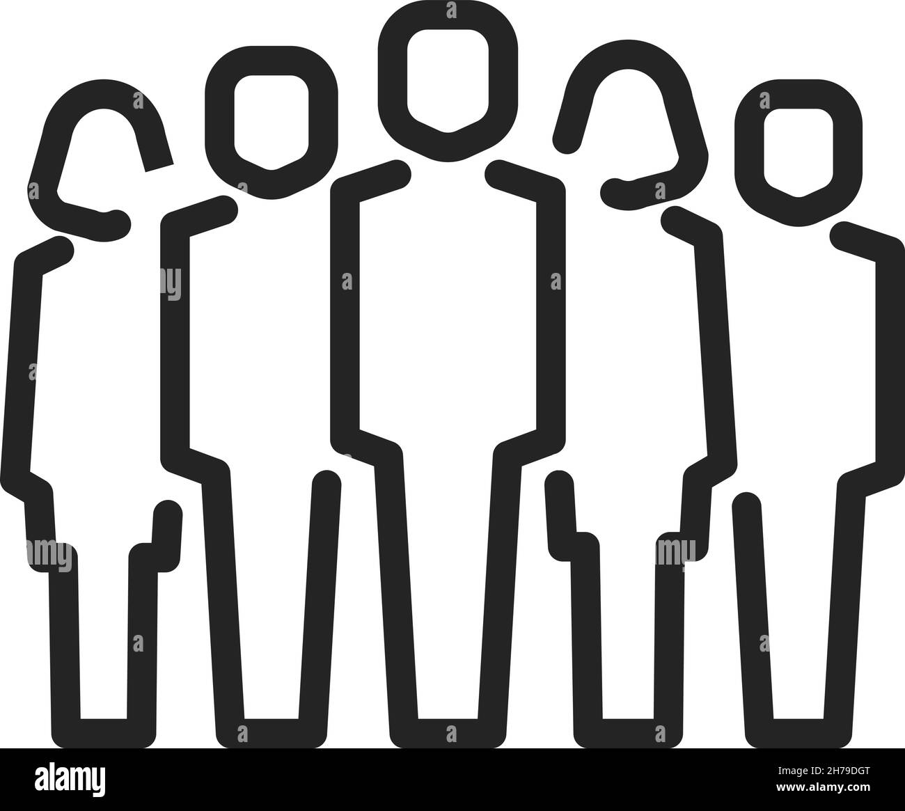 Icona persone in piedi insieme. Simbolo di squadra in stile linea semplice Illustrazione Vettoriale