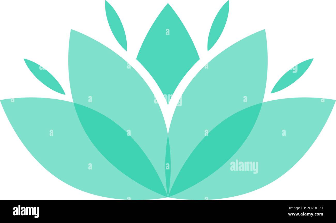 Forma di loto verde. Logo fiore ninfea Illustrazione Vettoriale