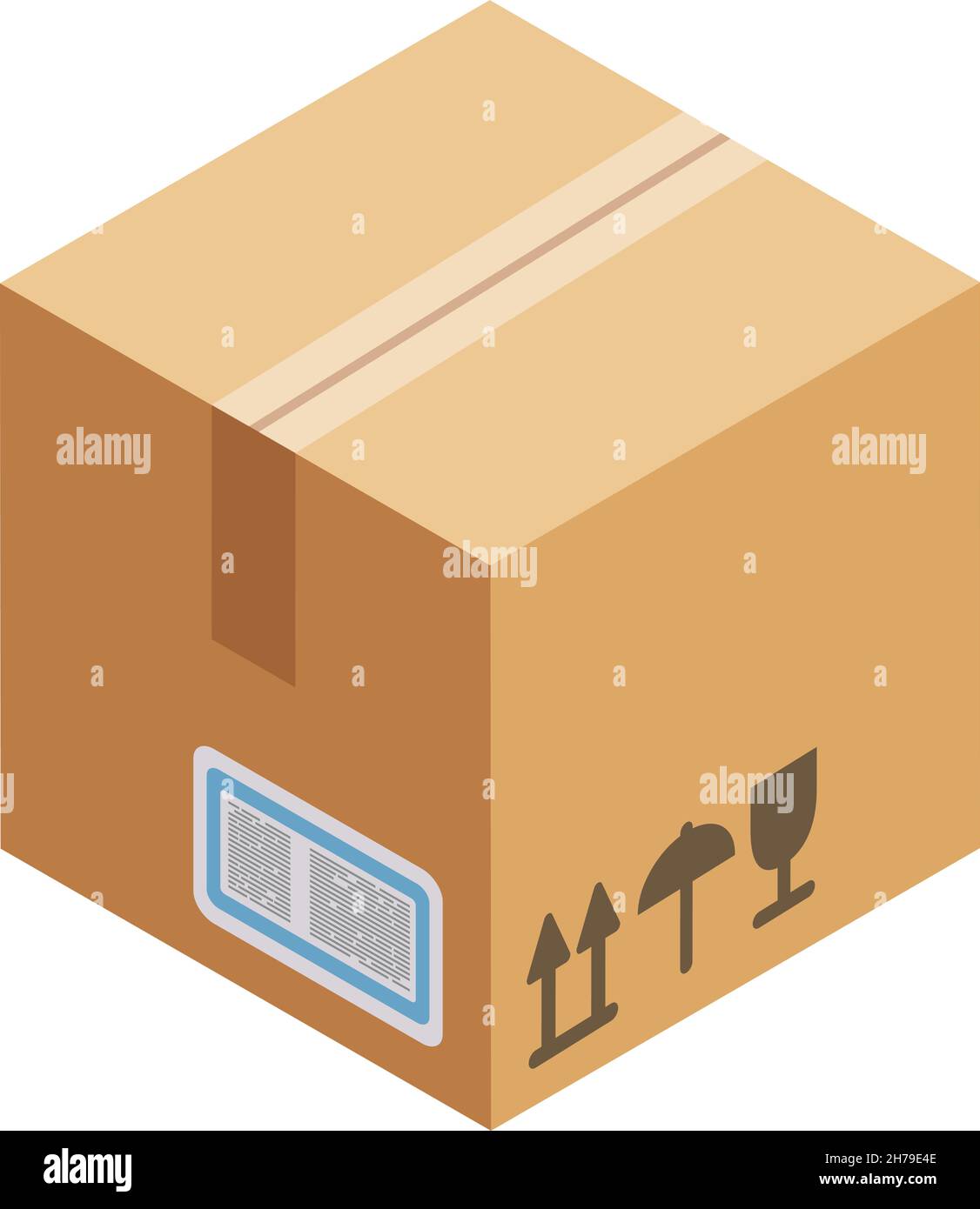 Icona del pacchetto di spedizione. Scatola di cartone di carta marrone Illustrazione Vettoriale