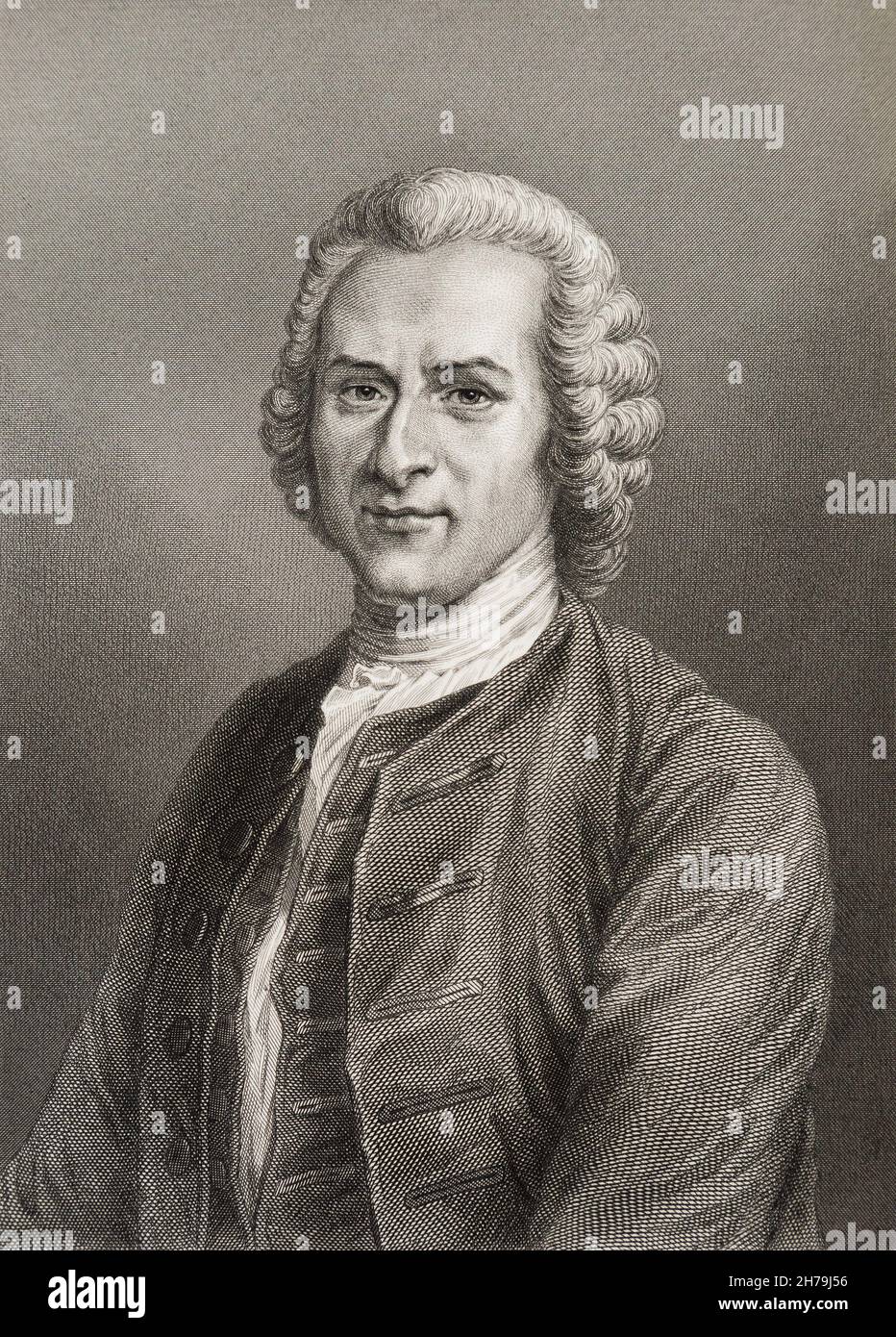 Portrait de Jean-Jacques (Jean Jacques) Rousseau (1712-1778), philosophe suisse gravure du 19eme siecle ©Archives-Zephyr/Opale.photo *** Local Caption *** Foto Stock