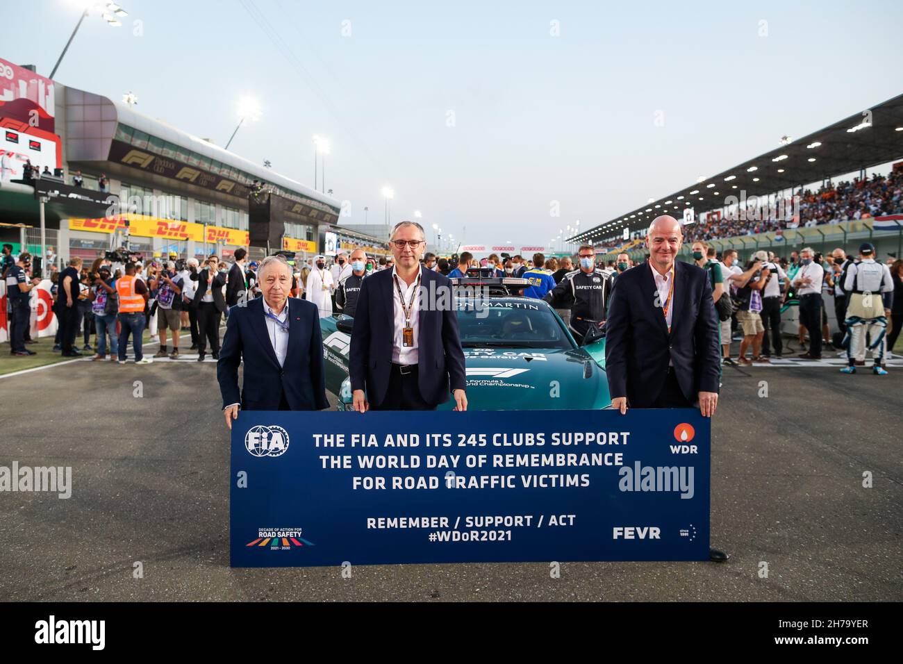 TODT Jean (fra), Presidente FIA, DOMENICALLI Stefano (ita), Presidente e Amministratore Delegato di Formula uno Group FOG, ritratto durante il Gran Premio di Formula 1 Ooredoo Qatar 2021, 20° round del Campionato Mondiale FIA di Formula uno 2021 dal 19 al 21 novembre 2021 sul circuito Internazionale di Losail, a Lusail, Qatar - Foto: Florent Gooden/DPPI/LiveMedia Foto Stock