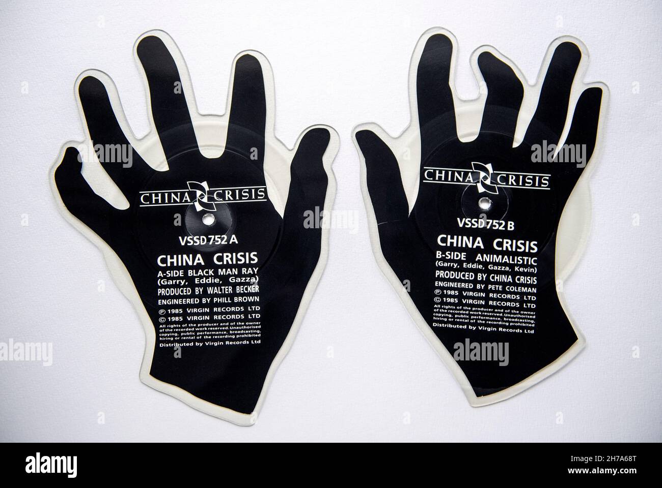 Edizione speciale di dischi a forma di Black Man Ray by China Crisis, che è stato rilasciato nel 1985 Foto Stock