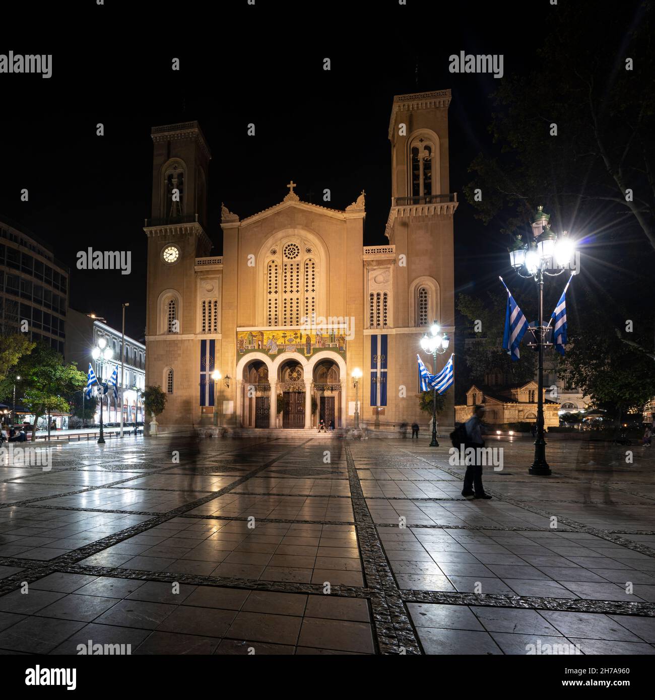 Atene, Grecia. Novembre 2021. La Grande Mitropoli, la Cattedrale di Atene del XIX secolo con monumentale greco-bizantina e neoclassica A. Foto Stock