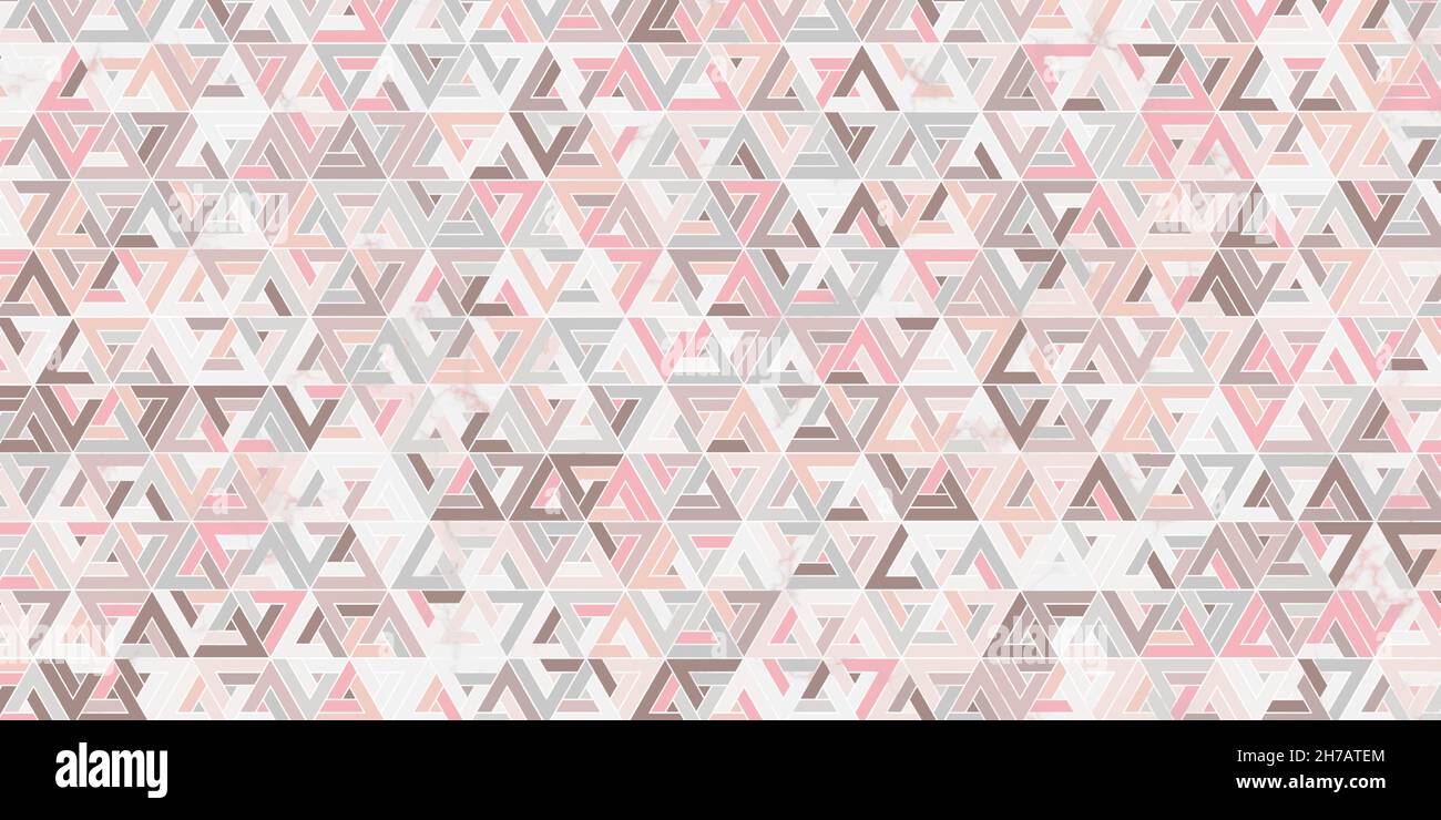 Motivo geometrico a forma di triangolo con texture di marmo di lusso di sfondo rosa pastello Illustrazione Vettoriale