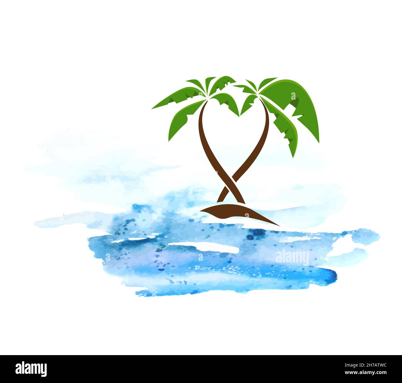 Palme e oggetti di mare. Illustrazione vettoriale Illustrazione Vettoriale