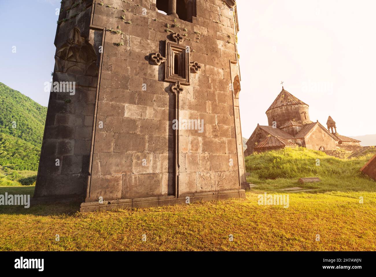 La vista pittoresca del Monastero di Haghpat è una delle attrazioni più belle e famose dell'Armenia. Concetto di turismo e religione Foto Stock