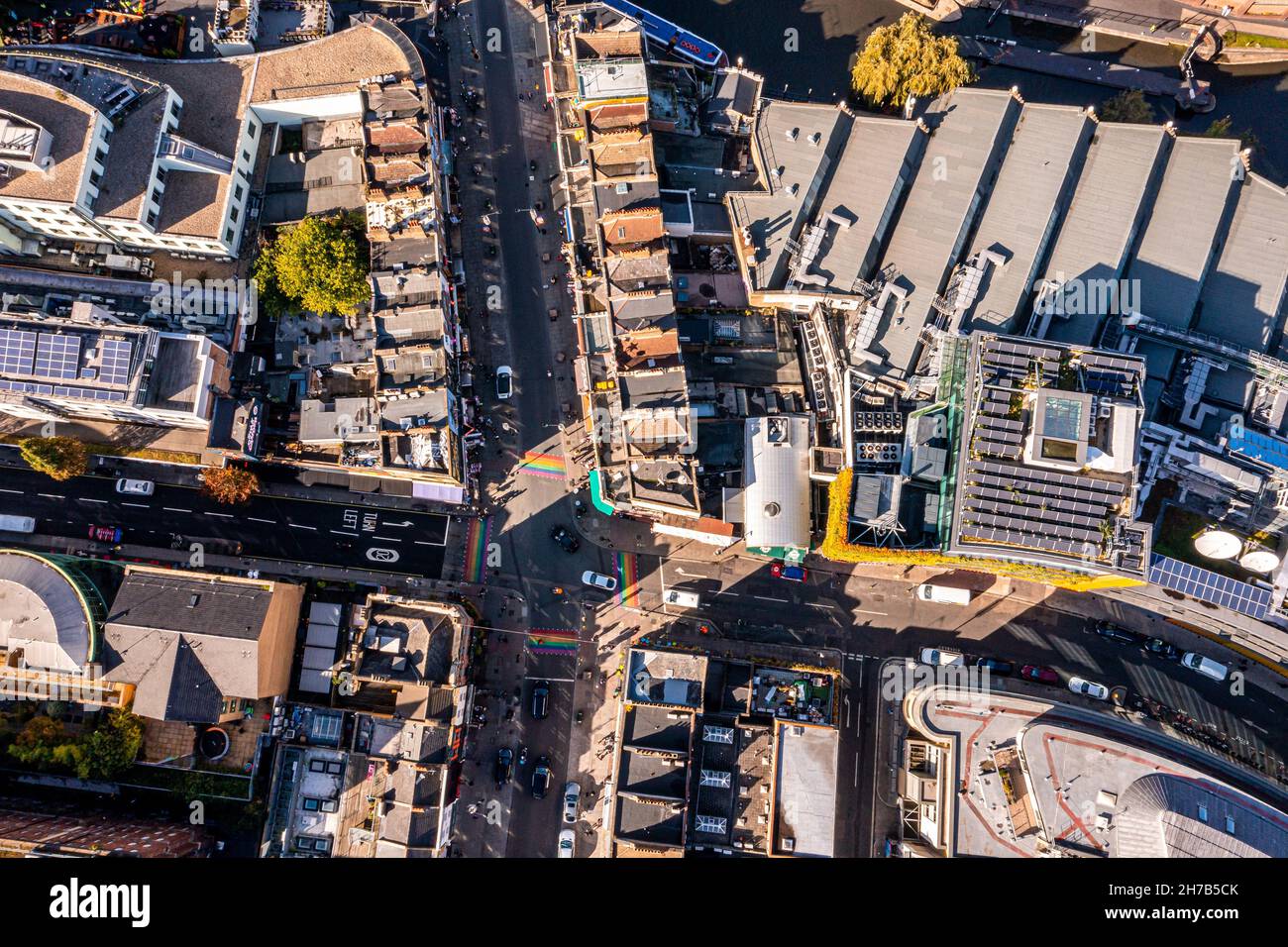 Vista aerea del Camden Lock Market a Londra, Regno Unito. Foto Stock