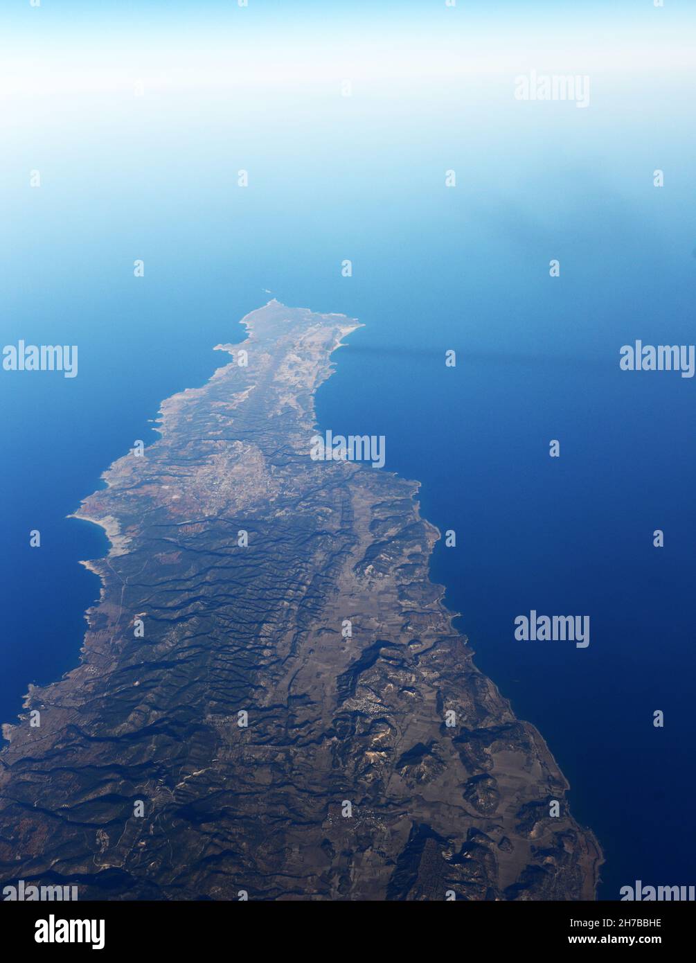 Veduta aerea della penisola di Karpas a Cipro. Foto Stock