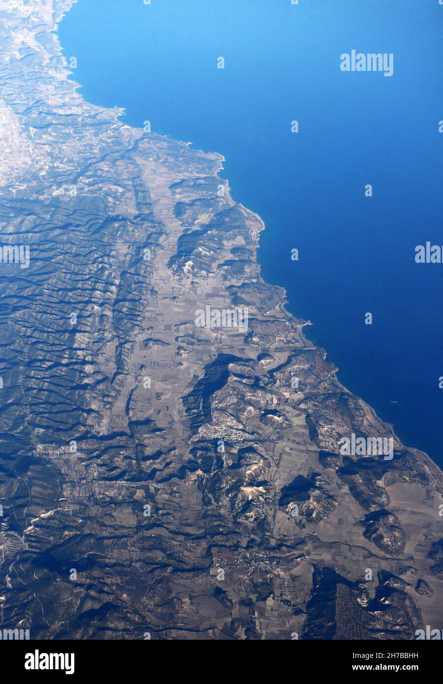 Veduta aerea della penisola di Karpas a Cipro. Foto Stock