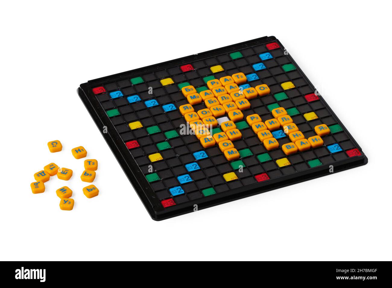 Puzzle per bambini per lo sviluppo del pensiero logico isolato su bianco Foto Stock