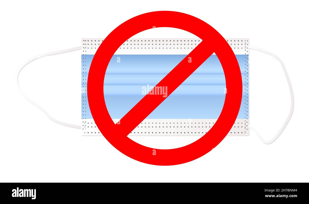Fermare la maschera medica o maschera protettiva isolato su sfondo bianco, proteggere i virus che indossano l'inquinamento dell'aria esterna, icona piatta cartoon di infografica Illustrazione Vettoriale