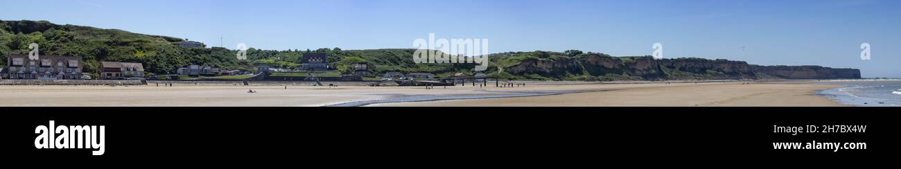 Vista panoramica sulla spiaggia di Omaha in Normandia Francia oggi. Questo è il luogo dell'atterraggio alleato nel 1944 nel contesto dell'operazione Overlord. Foto Stock