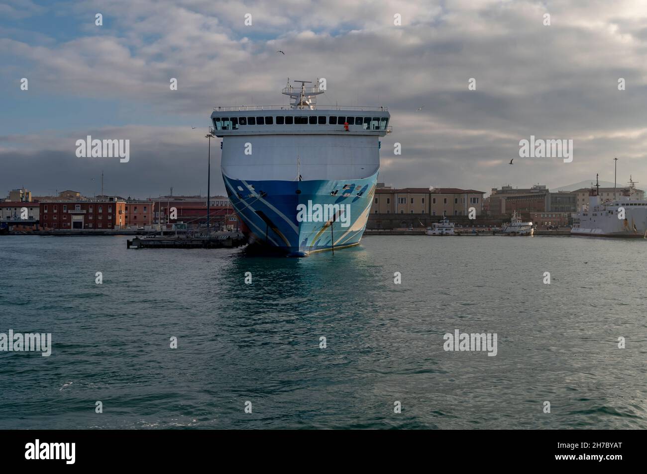 Vista dell'antico porto mediceo di Livorno, Italia Foto Stock