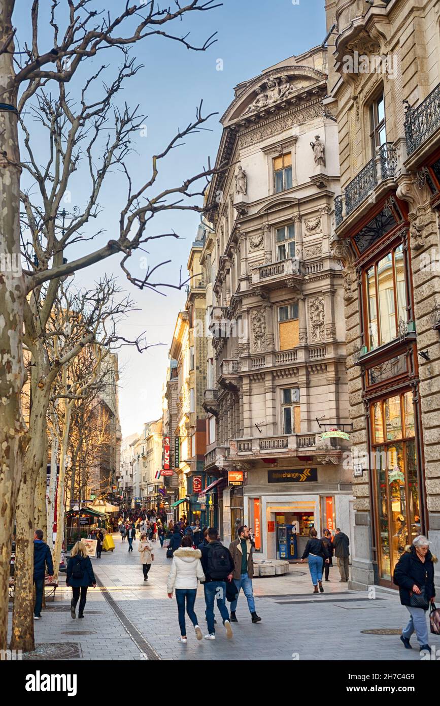 Via Váci a Budapest Foto Stock