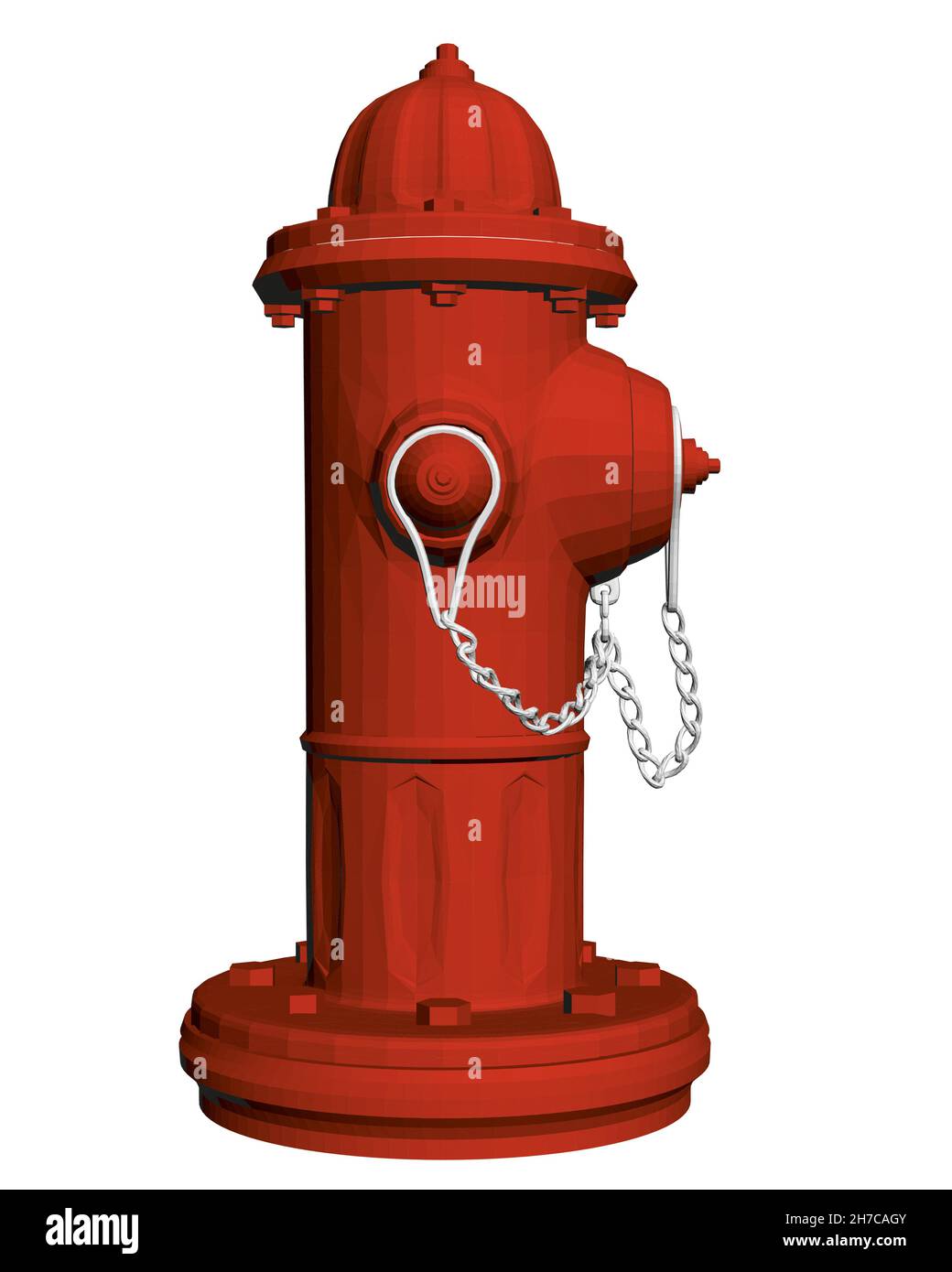 Idrante rosso fuoco di strada isolato su sfondo bianco. Vista laterale. 3D. Illustrazione vettoriale Illustrazione Vettoriale