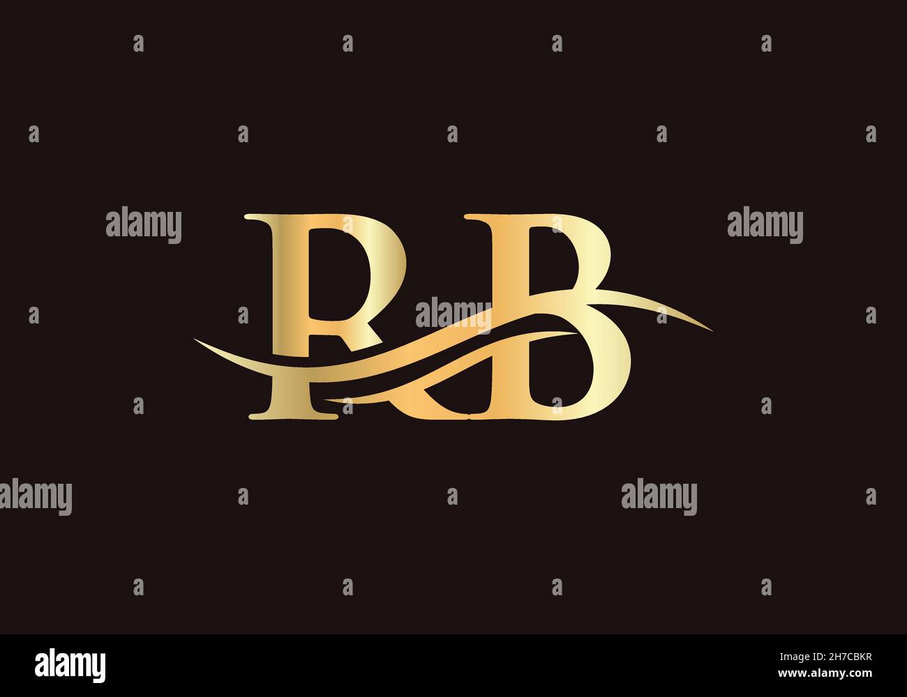 Logo RB. Logo Premium Letter RB con concetto Water Wave Illustrazione Vettoriale