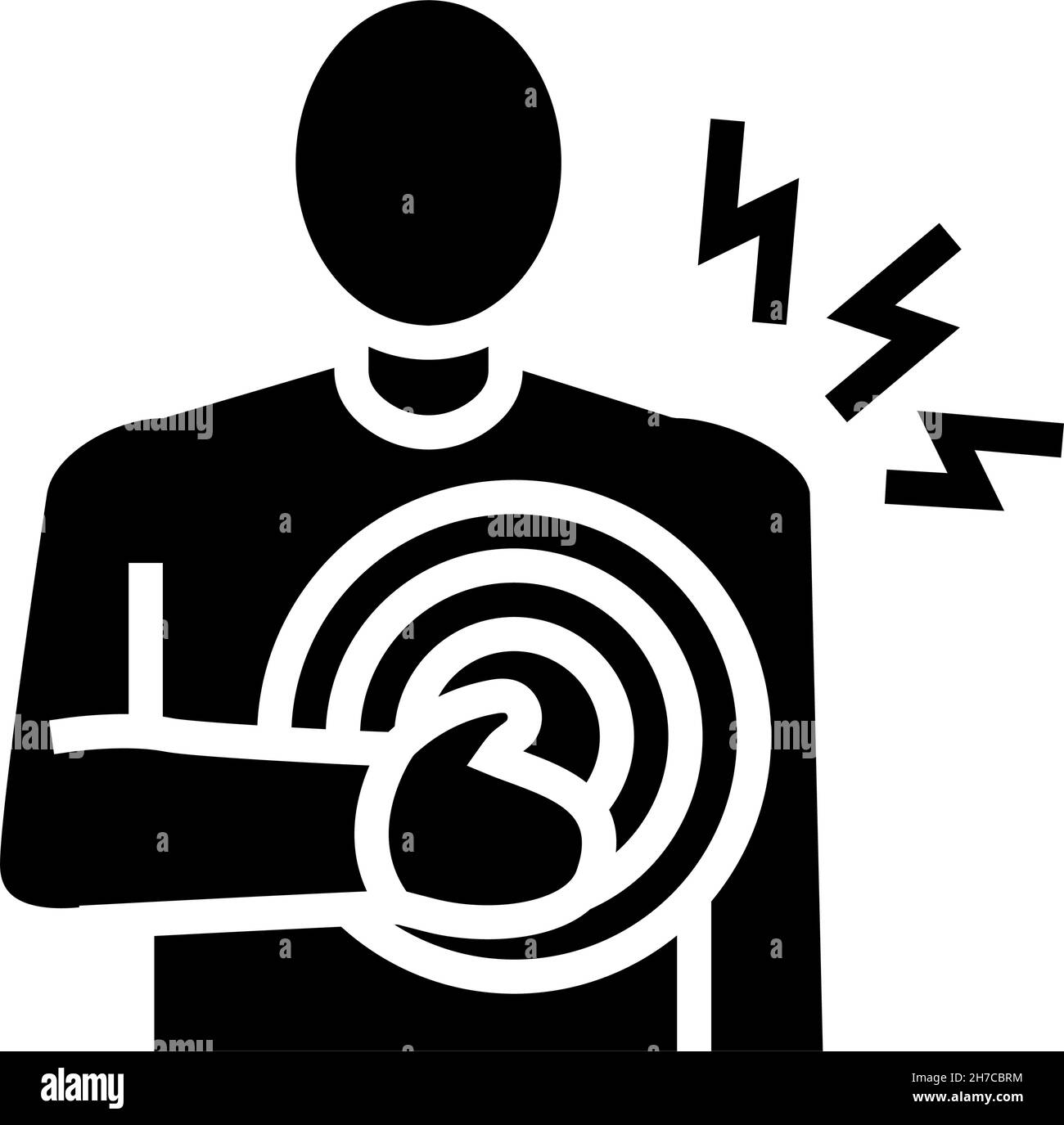 illustrazione del vettore dell'icona glifo del dolore toracico Illustrazione Vettoriale