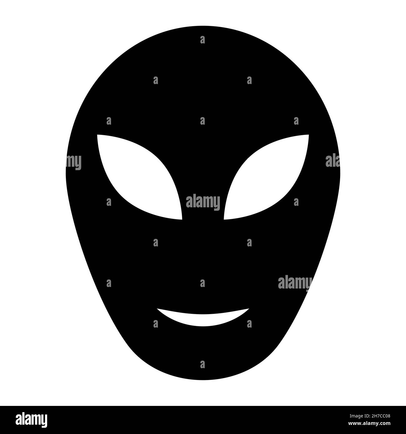 Segno di testa alieno, ufo icona umanoide alieno illustrazione stock Illustrazione Vettoriale
