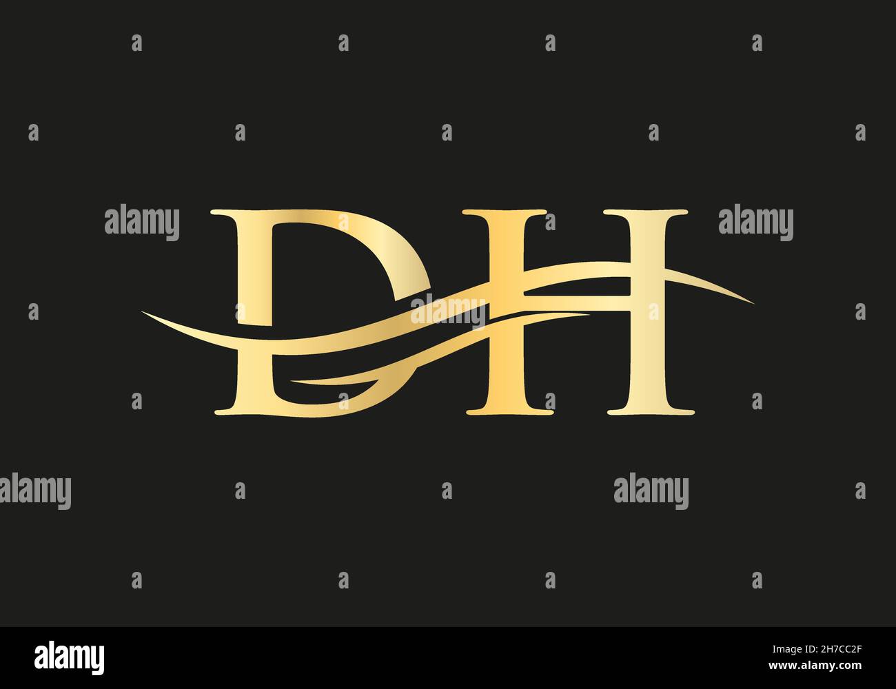 Design moderno con logo DH per l'identità aziendale e aziendale. Lettera DH creativa con concetto di lusso Illustrazione Vettoriale