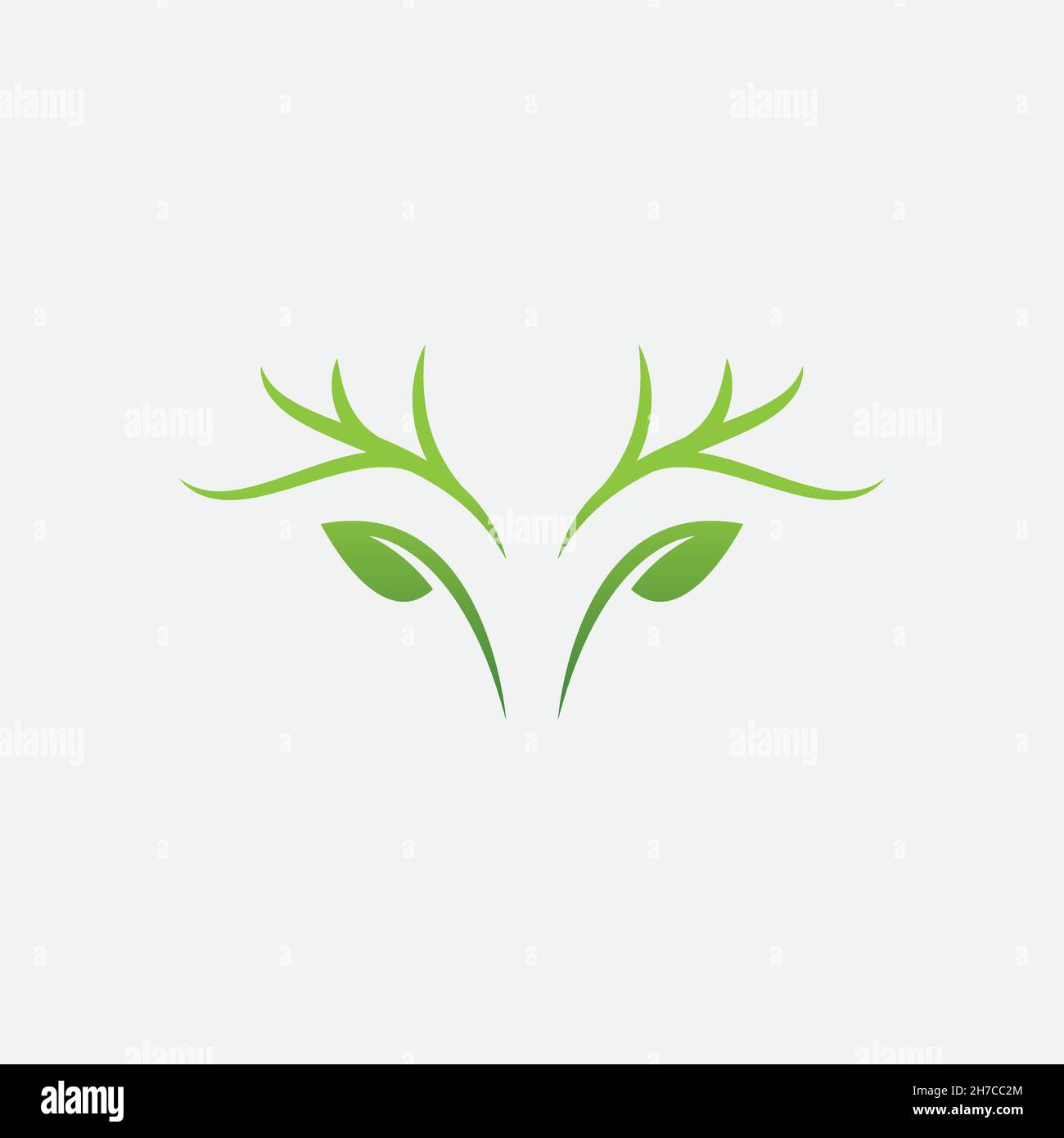 design vettoriale, logo creato da cervi con logo a foglia. Illustrazione Vettoriale