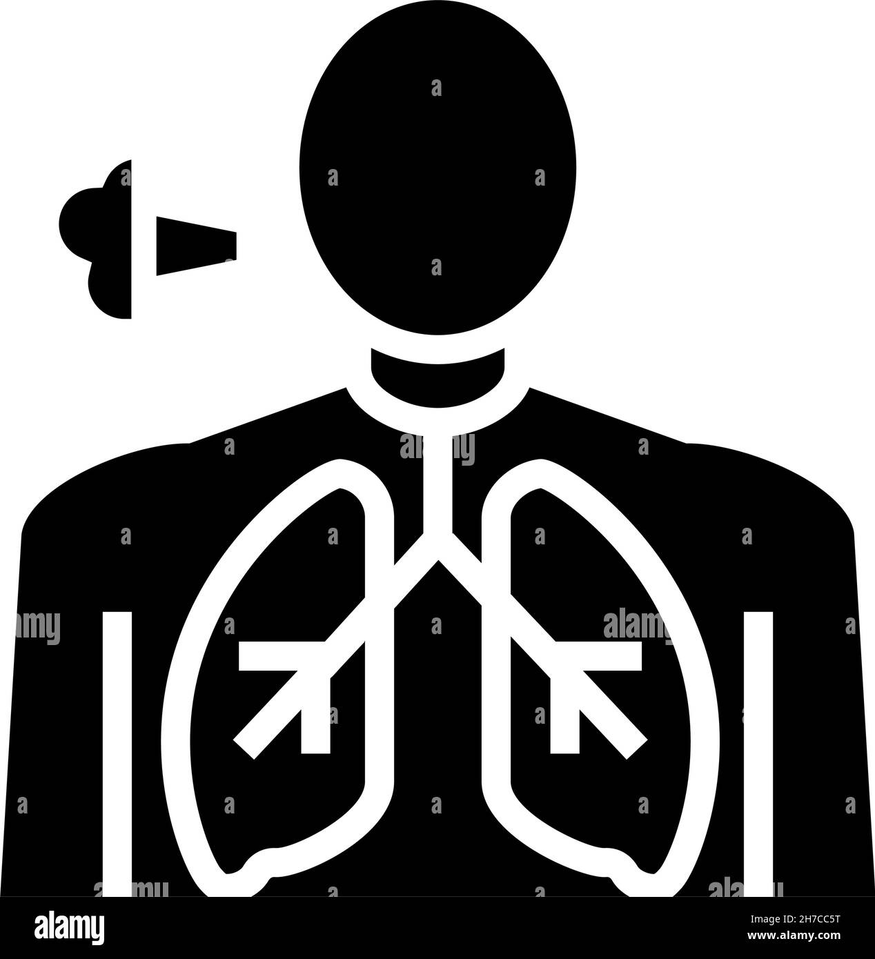 illustrazione del vettore dell'icona glifo di respiro corto Illustrazione Vettoriale