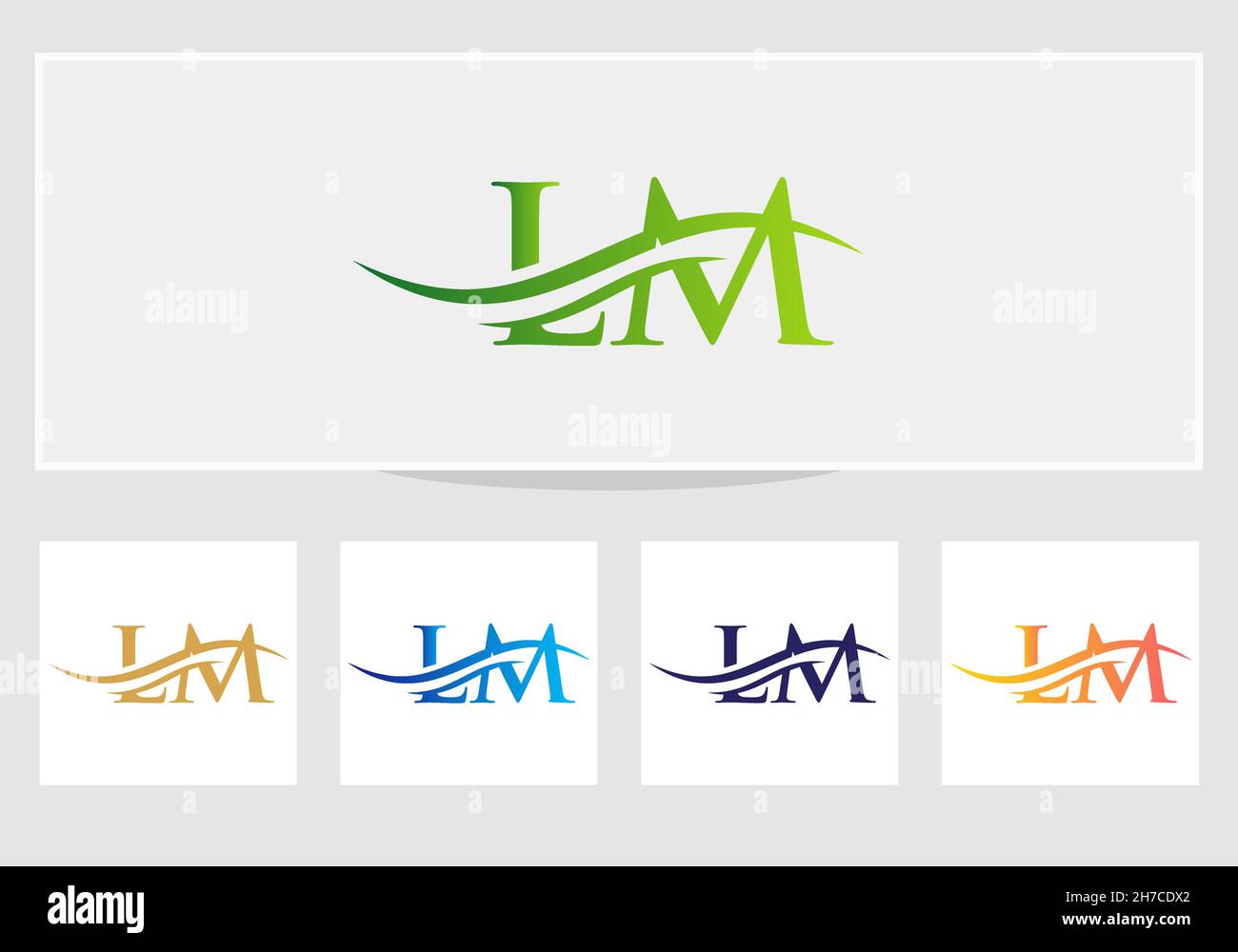 Vettore di disegno del logo LM. Swoosh lettera LM logo design. Modello vettoriale del logo collegato alla lettera LM iniziale Illustrazione Vettoriale