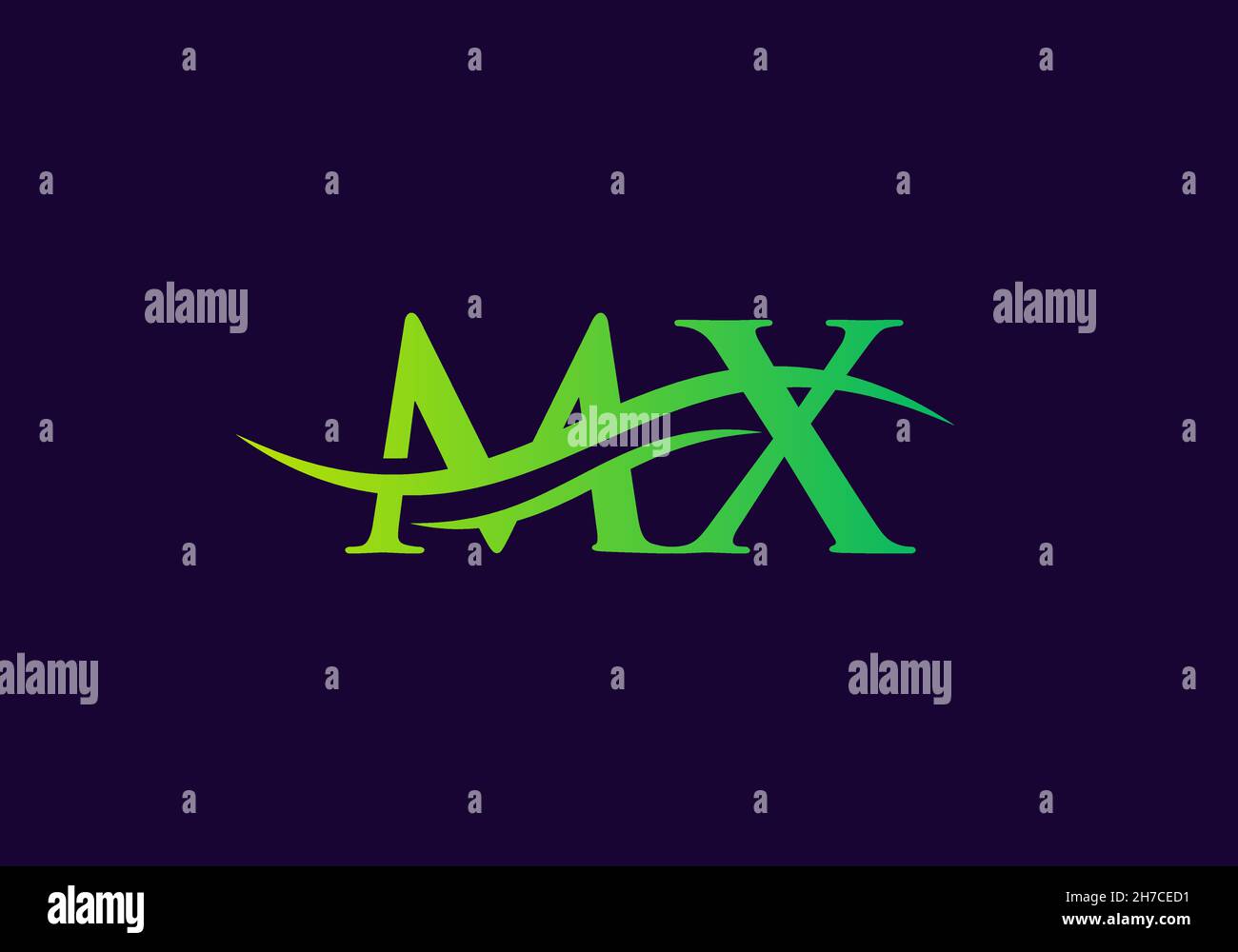 Vettore di disegno del logo MX. Logo Swoosh lettera MX. Modello vettoriale iniziale del logo collegato a lettere MX Illustrazione Vettoriale
