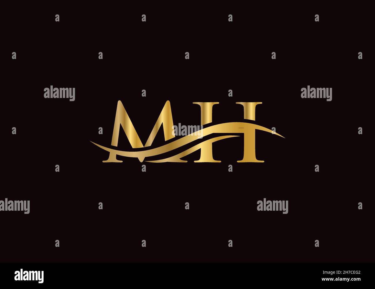 Moderno logo MH Design per l'identità aziendale e aziendale. Lettera MH creativa con concetto di lusso Illustrazione Vettoriale