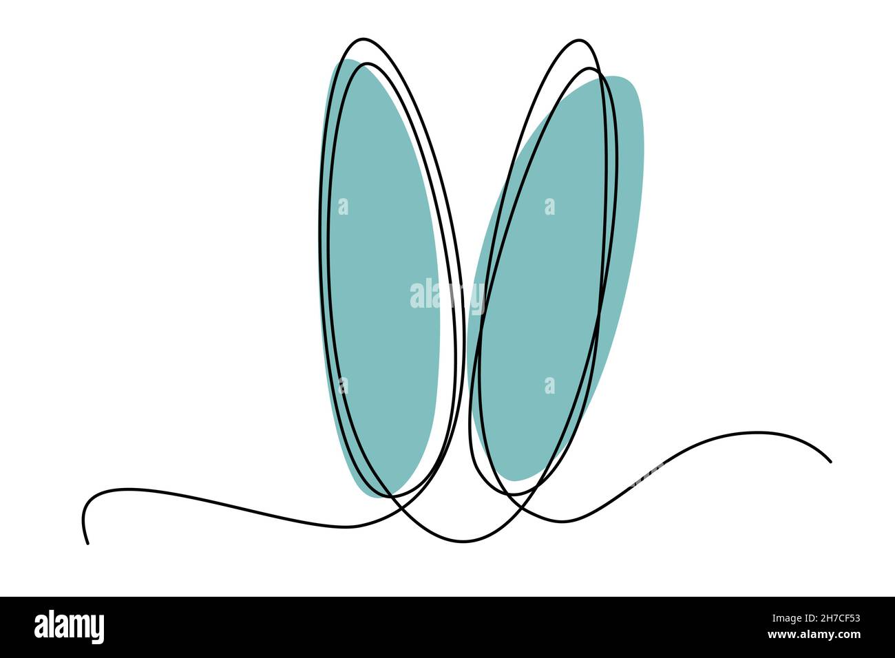 Pasqua coniglietto orecchie continuo una linea di disegno. Immagine semplice coniglio. Illustrazione vettoriale minimalista. Illustrazione Vettoriale