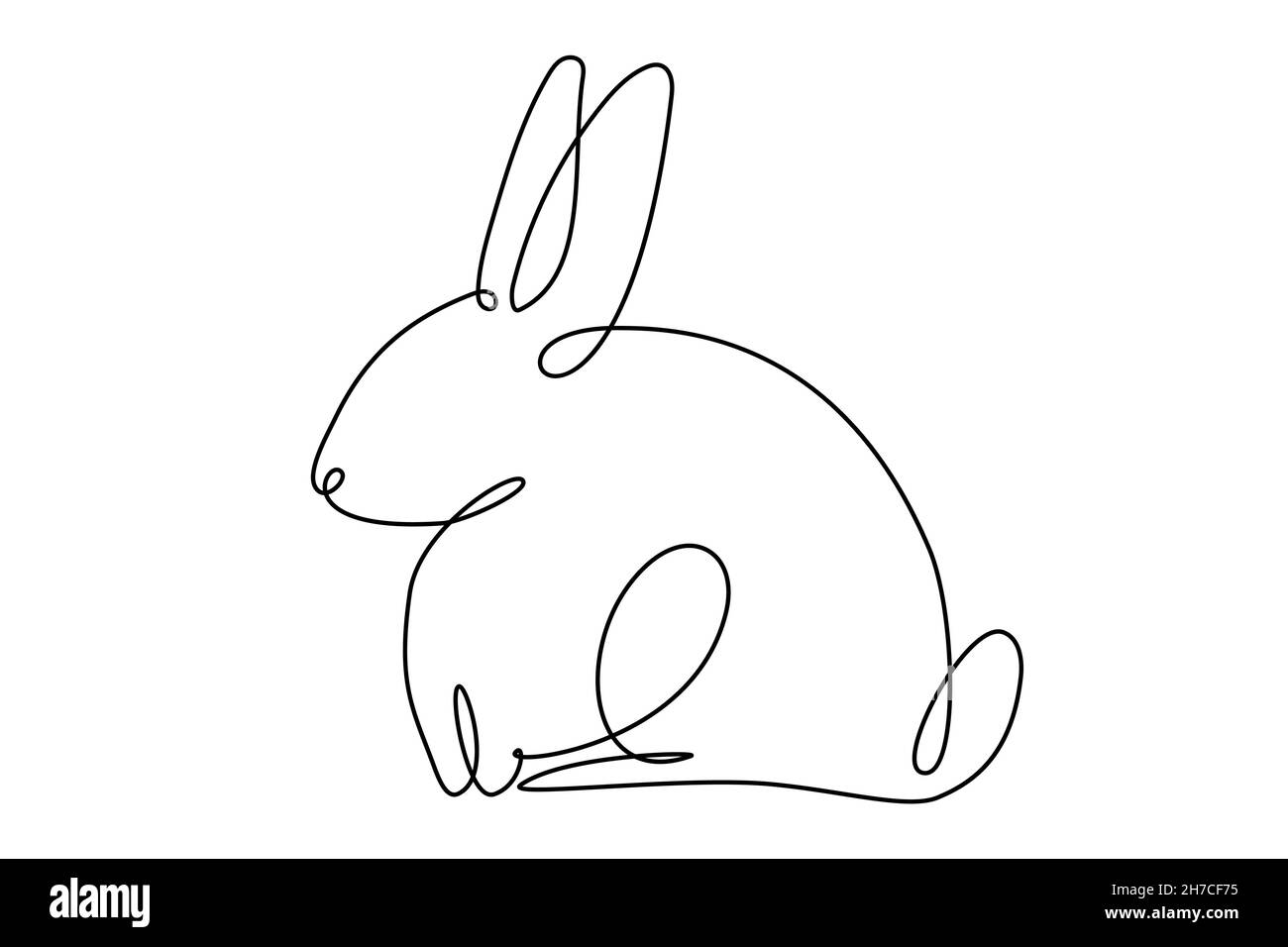 Coniglietto pasquale disegno continuo di una linea. Immagine semplice coniglio. Illustrazione vettoriale minimalista. Illustrazione Vettoriale