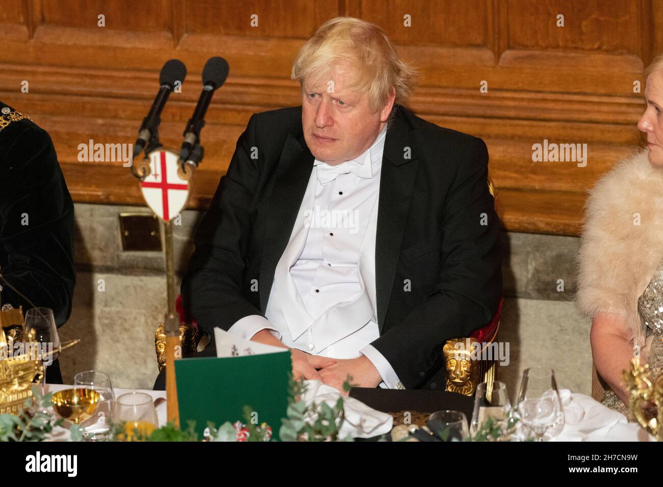 15/11/2021 Londra, Regno Unito. Il primo ministro britannico Boris Johnson partecipa al banchetto annuale dei sindaci di Lord a Guildhall. Foto di Ray Tang. Foto Stock