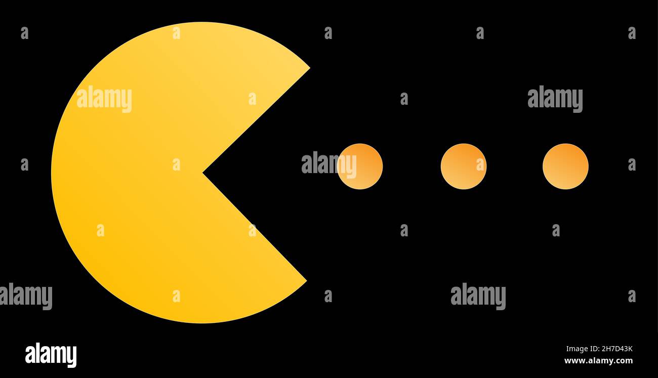 Vecchio personaggio di gioco per computer isolato su sfondo nero, forma gollden Foto Stock