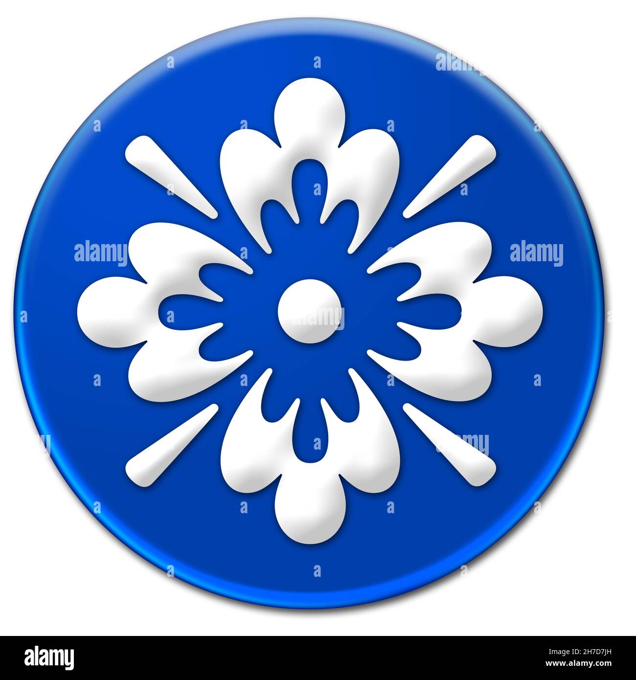 Icona ornamento su un pulsante blu glassy isolato su sfondo bianco Foto Stock