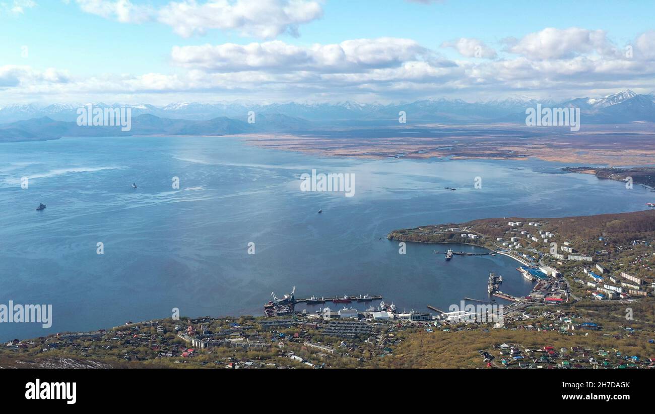 Sondaggio aereo di Petropavlovsk-Kamchatsky, Russia. Foto Stock