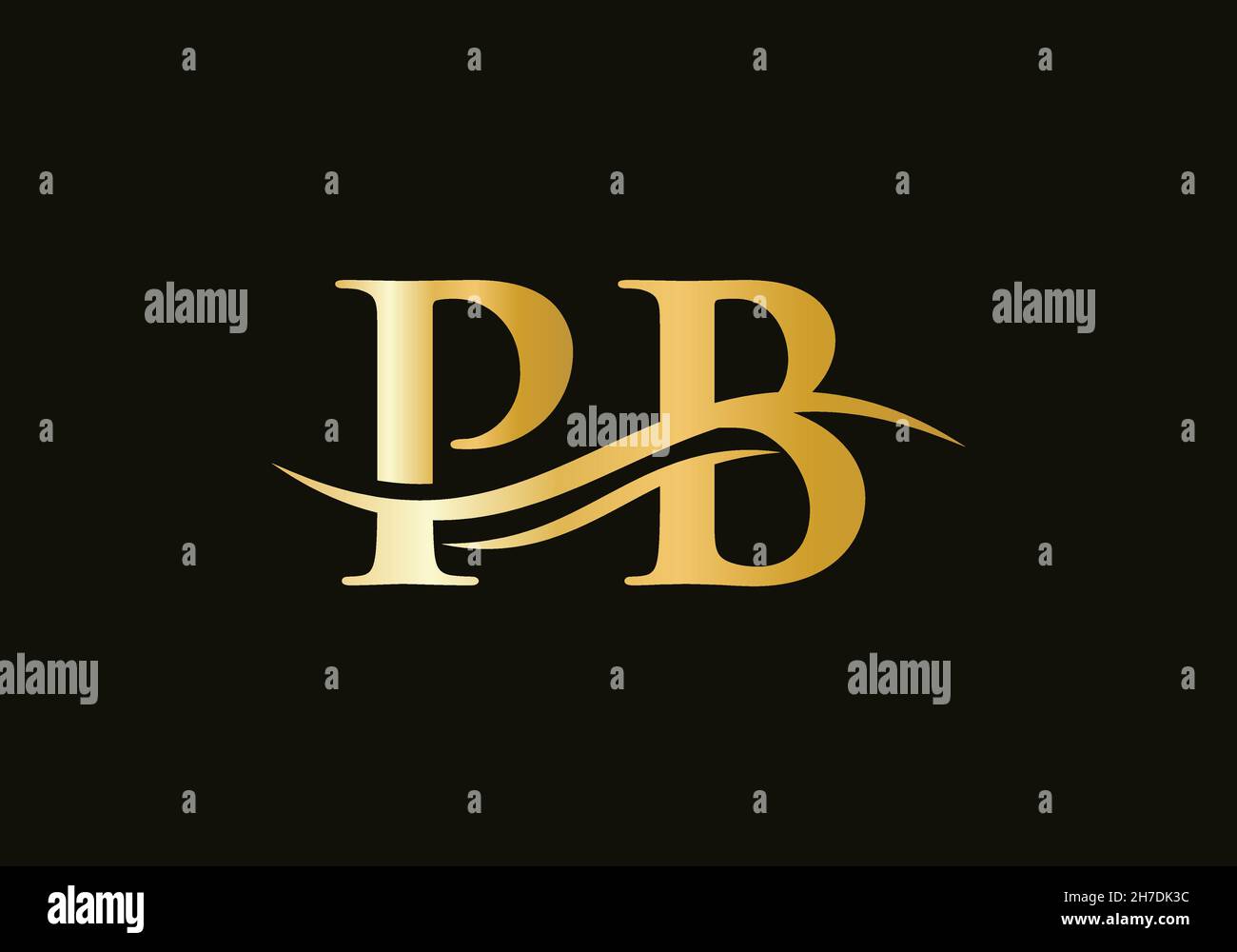 Logo PB. Vettore iniziale del logo della lettera PB. Swoosh lettera PB logo design Illustrazione Vettoriale