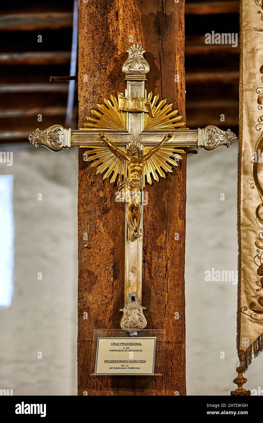 Croce processionale 19 ° secolo Parrocchia di Artziniega, Alava, Artziniega Foto Stock