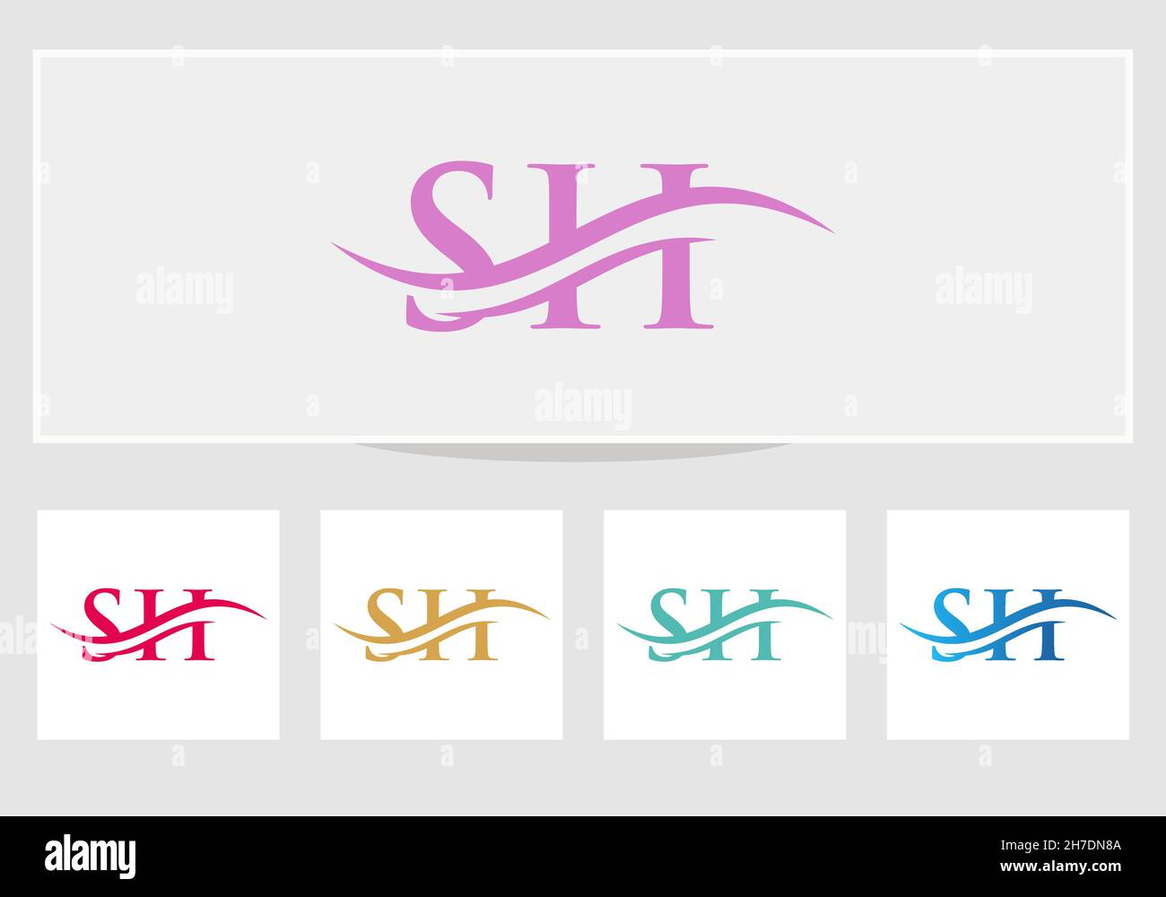 Moderno SH Logo Design per l'identità aziendale e aziendale. Lettera SH creativa con concetto di lusso Illustrazione Vettoriale